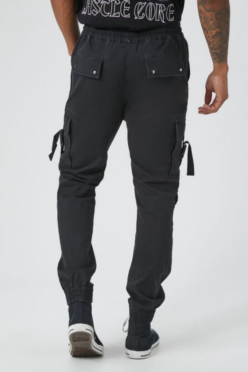 Pantalon Forever 21 Twill Cargo Drawstring Joggers Hombre Negras | TQMdoKzErms