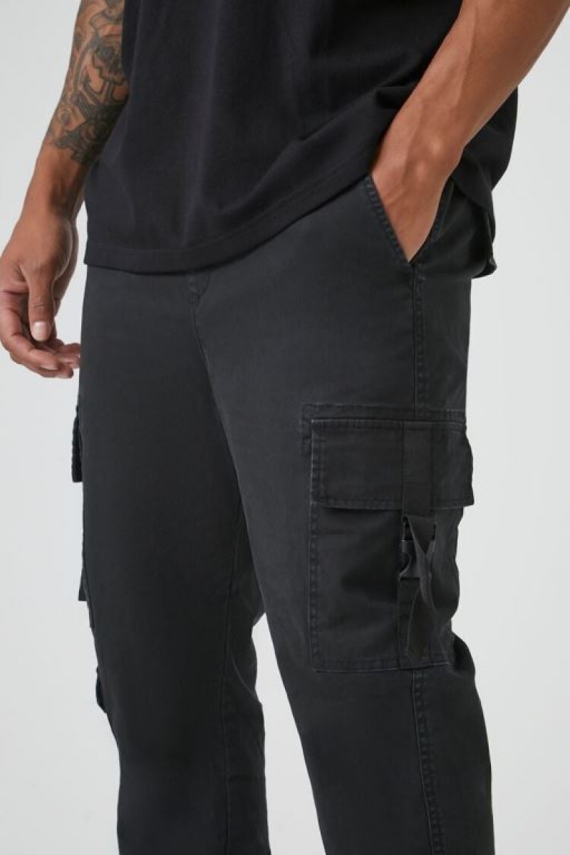 Pantalon Forever 21 Twill Cargo Drawstring Joggers Hombre Negras | TQMdoKzErms