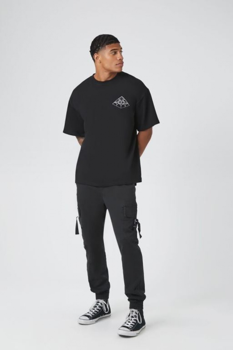 Pantalon Forever 21 Twill Cargo Drawstring Joggers Hombre Negras | TQMdoKzErms