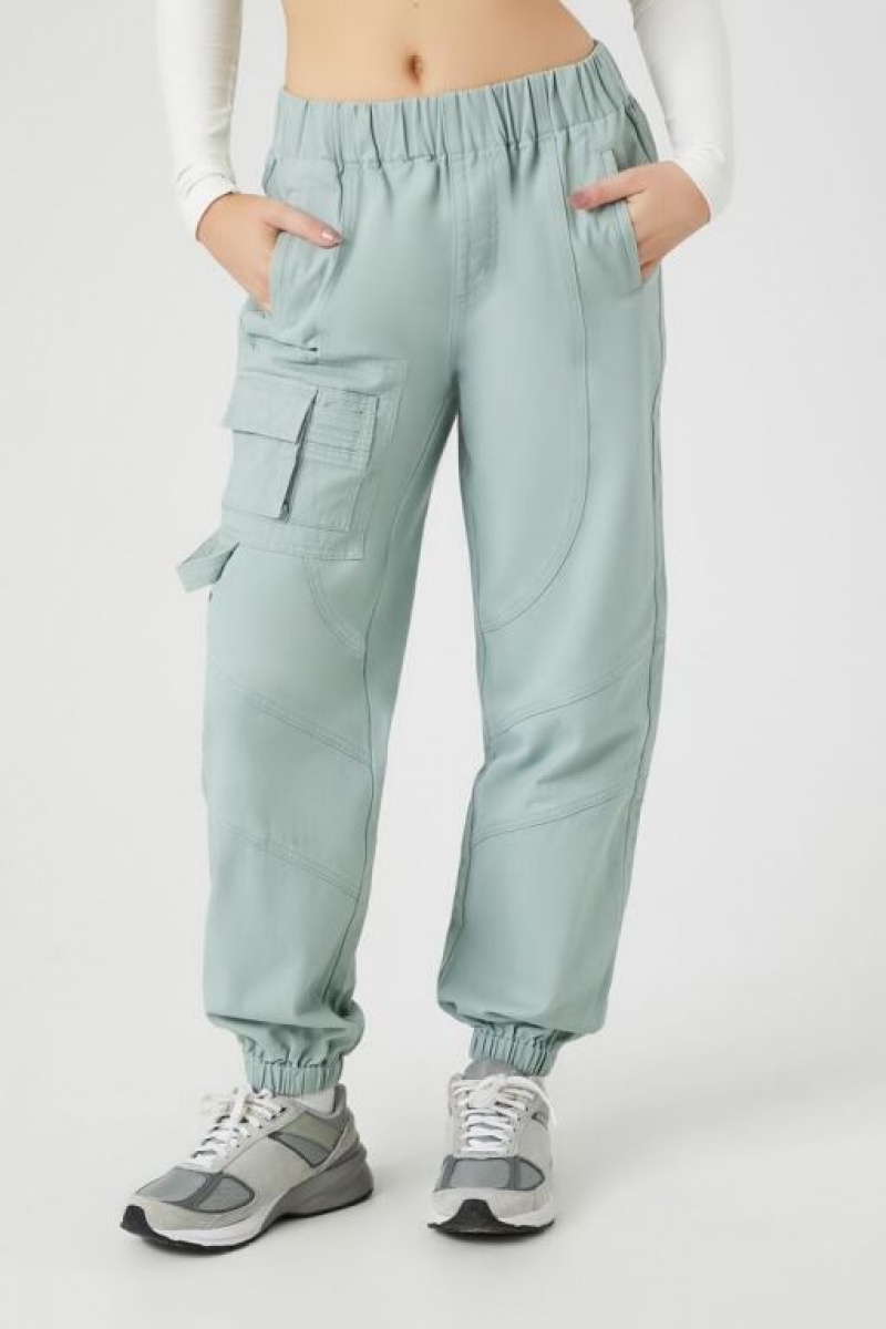 Pantalon Forever 21 Twill Cargo Joggers Mujer Verde | NRRtSvgsGqM