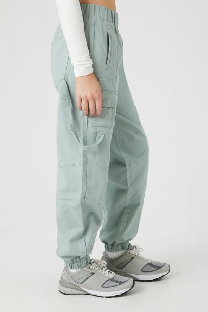 Pantalon Forever 21 Twill Cargo Joggers Mujer Verde | NRRtSvgsGqM