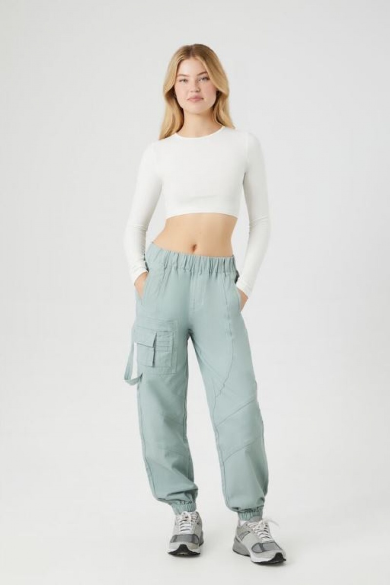 Pantalon Forever 21 Twill Cargo Joggers Mujer Verde | NRRtSvgsGqM