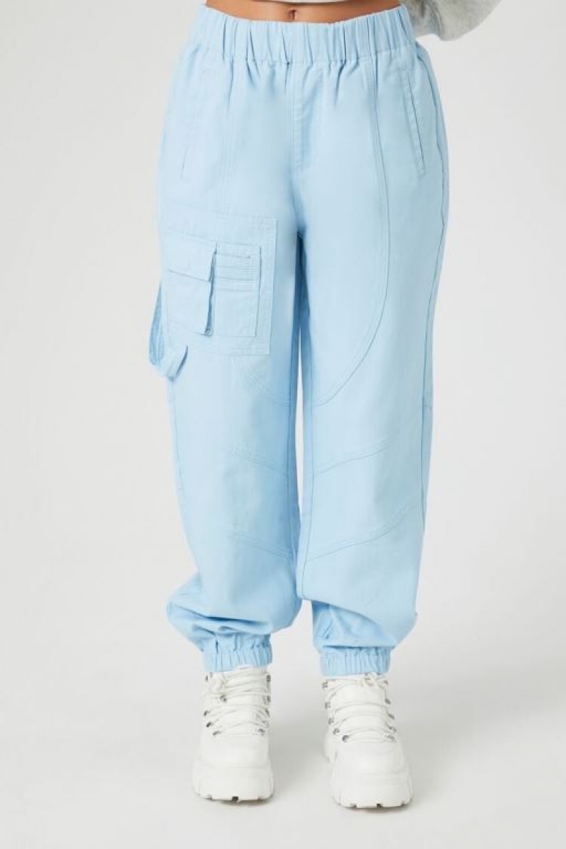 Pantalon Forever 21 Twill Cargo Joggers Mujer Azules | 6ESAnVQJsA8