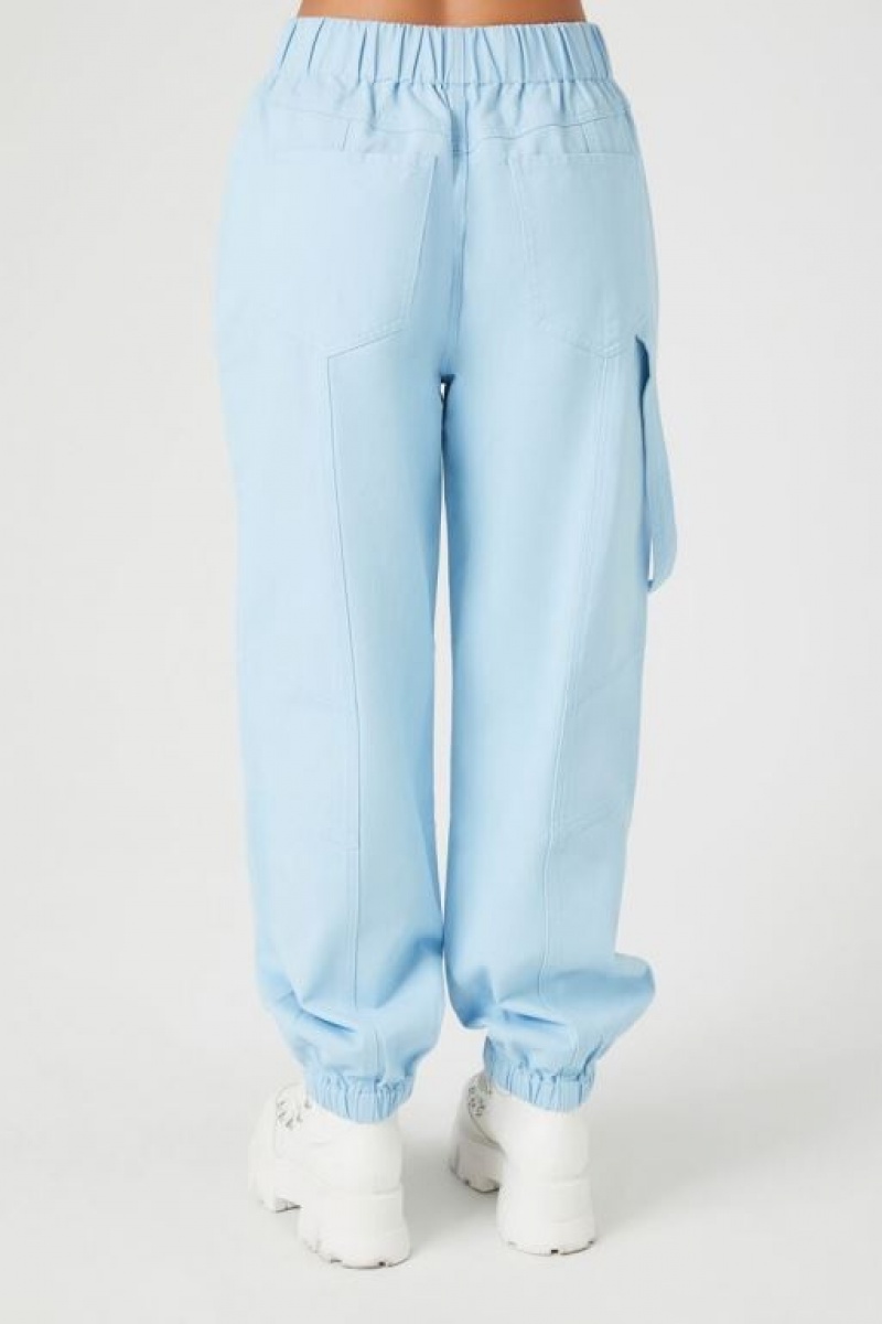 Pantalon Forever 21 Twill Cargo Joggers Mujer Azules | 6ESAnVQJsA8