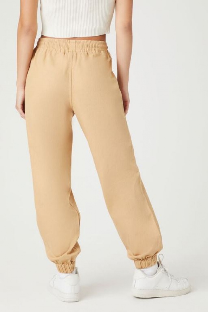 Pantalon Forever 21 Twill Drawstring Joggers Mujer Marrones | r381RzwkhSy