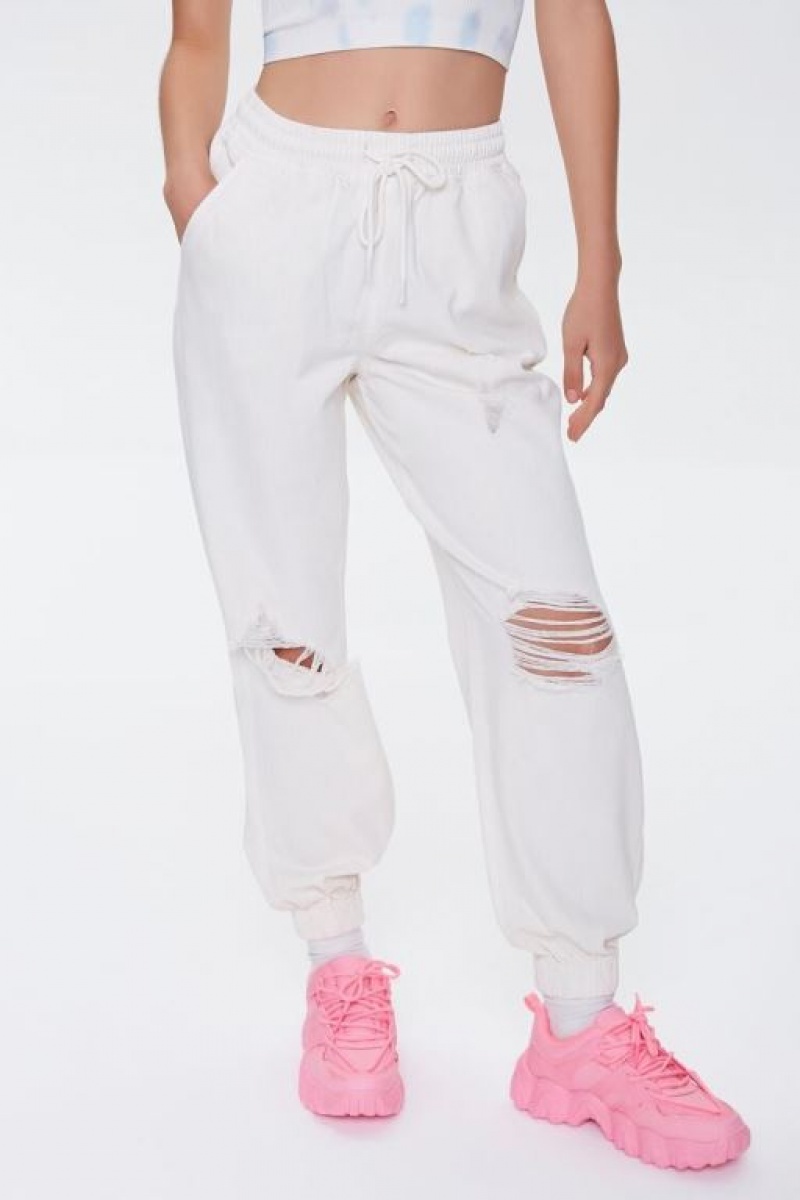 Pantalon Forever 21 Twill Drawstring Joggers Mujer Blancas | BcsRIdr9NpO