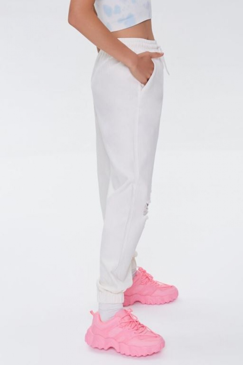 Pantalon Forever 21 Twill Drawstring Joggers Mujer Blancas | BcsRIdr9NpO