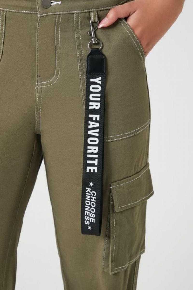 Pantalon Forever 21 Twill High Rise Lanyard Joggers Mujer Verde | hN1KTjVoiGI