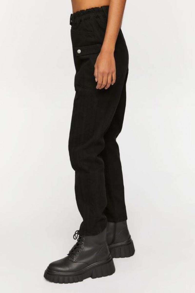 Pantalon Forever 21 Twill Mid Rise Joggers Mujer Negras | 2jXVYSTCRif