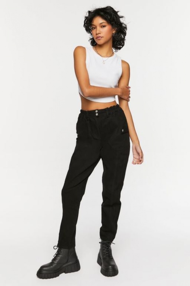 Pantalon Forever 21 Twill Mid Rise Joggers Mujer Negras | 2jXVYSTCRif