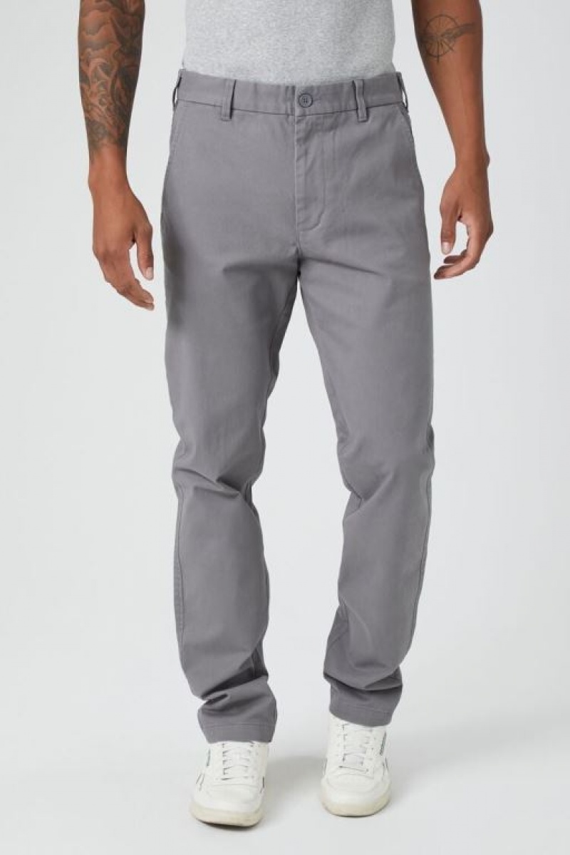 Pantalon Forever 21 Twill Mid Rise Slim Fit Hombre Gris | NfWcEAtrhUt