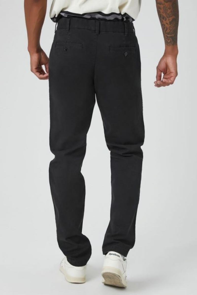 Pantalon Forever 21 Twill Mid Rise Slim Fit Hombre Negras | h6OVKn2Kldy