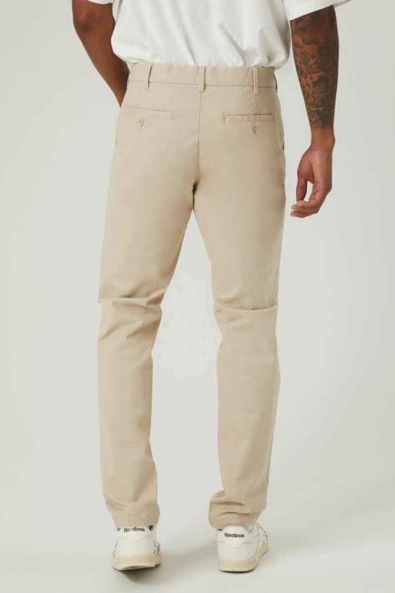 Pantalon Forever 21 Twill Mid Rise Slim Fit Hombre Gris Marrones | sYTvf5hM5Id