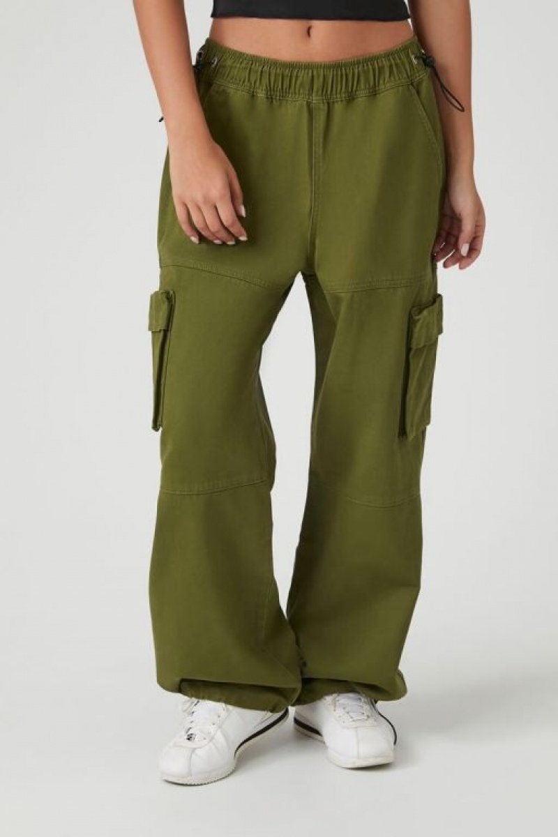 Pantalon Forever 21 Twill Toggle Drawstring Joggers Mujer Verde Oliva | wIrUdyhuGSd