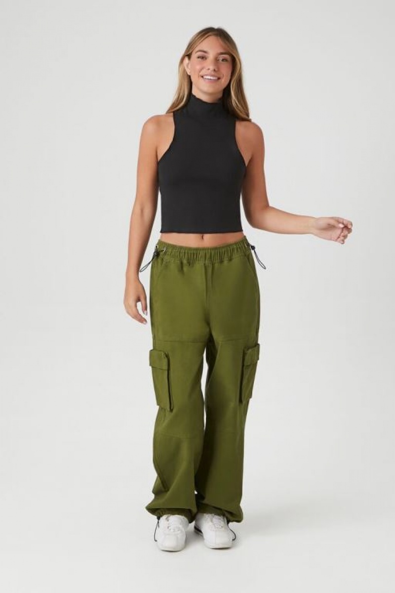 Pantalon Forever 21 Twill Toggle Drawstring Joggers Mujer Verde Oliva | wIrUdyhuGSd