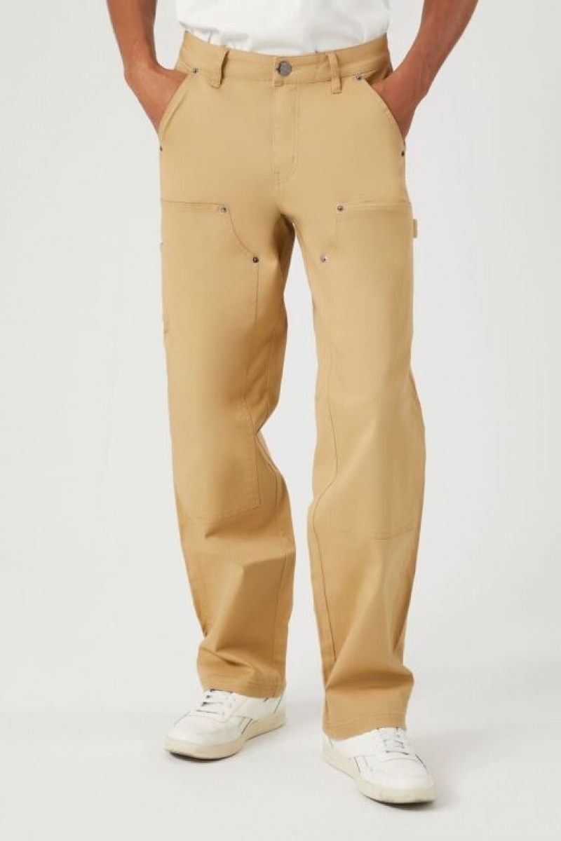 Pantalon Forever 21 Twill Utility Directo Leg Hombre Kaki | odPKXM4QCcU