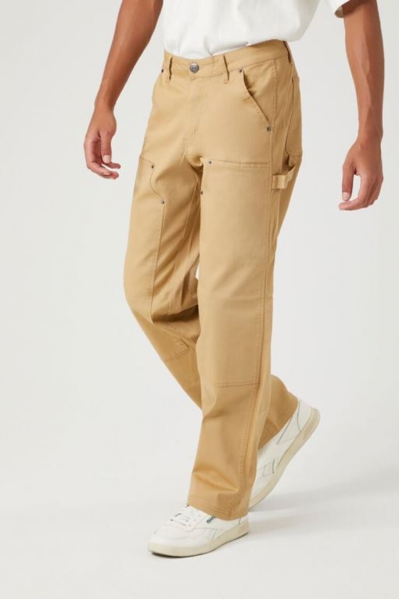 Pantalon Forever 21 Twill Utility Directo Leg Hombre Kaki | odPKXM4QCcU