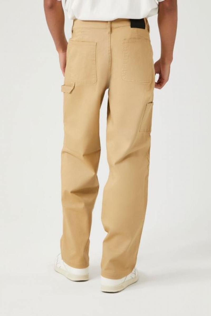 Pantalon Forever 21 Twill Utility Directo Leg Hombre Kaki | odPKXM4QCcU