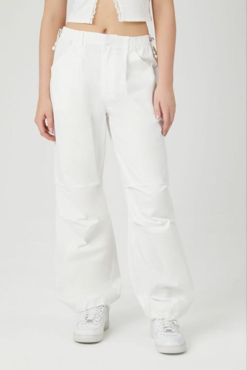 Pantalon Forever 21 Twill Wide Leg Cargo Mujer Blancas | 6d9kco9YcUF