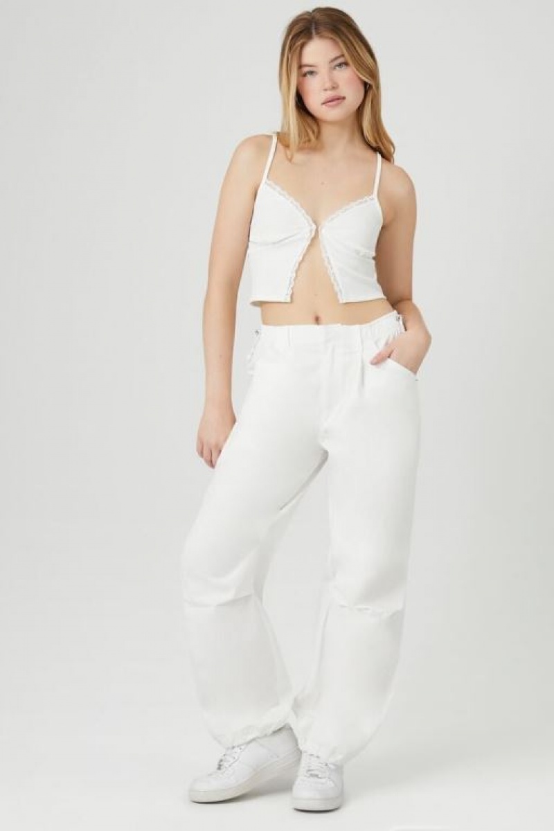 Pantalon Forever 21 Twill Wide Leg Cargo Mujer Blancas | 6d9kco9YcUF