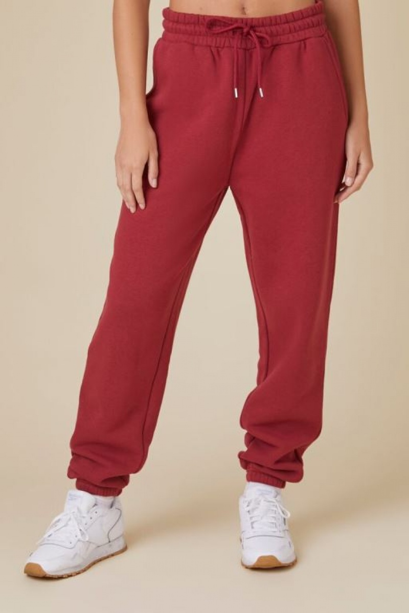 Pantalon Forever 21 Uniform Fleece Drawstring Joggers Mujer Burdeos | V9WArTvIAGi