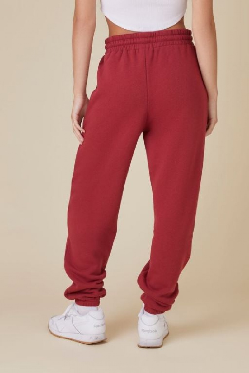 Pantalon Forever 21 Uniform Fleece Drawstring Joggers Mujer Burdeos | V9WArTvIAGi