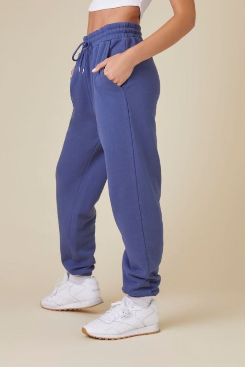 Pantalon Forever 21 Uniform Fleece Drawstring Joggers Mujer Azul Marino | eBPsLXWBcNu