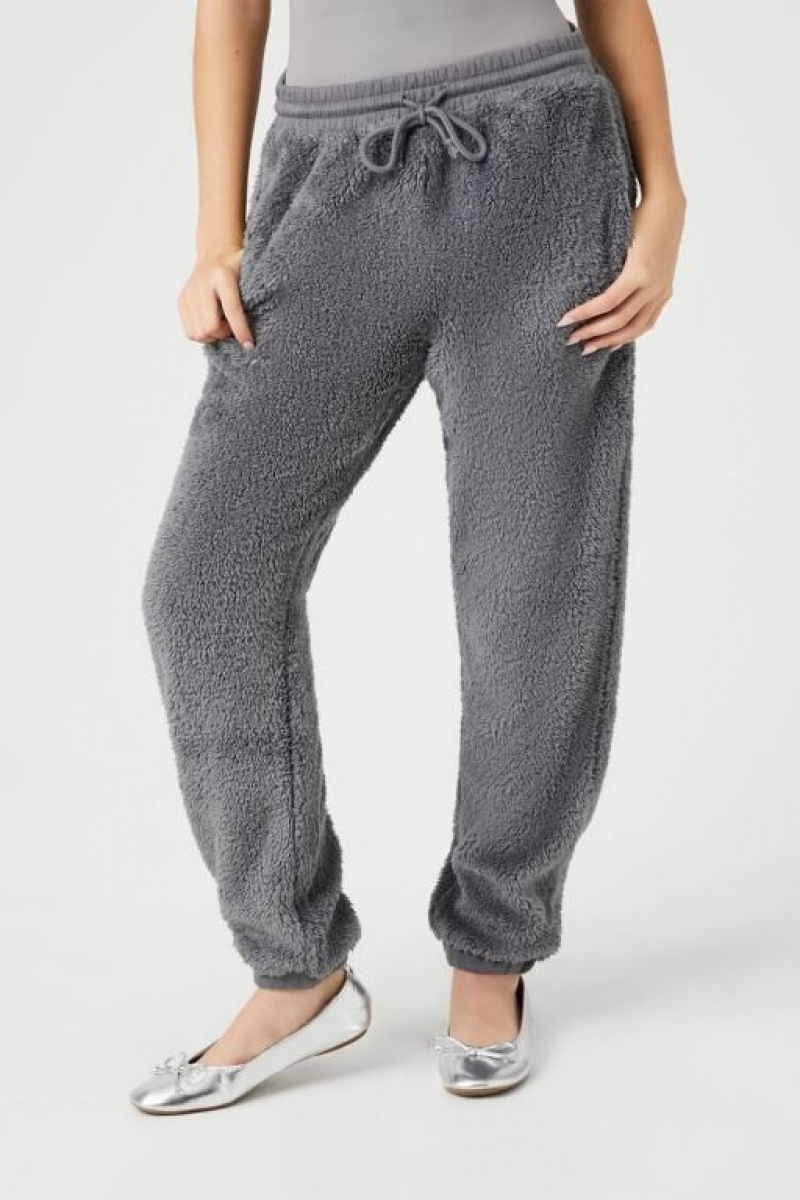 Pantalon Forever 21 Unisex Fleece Drawstring Joggers Mujer Gris | YfcpMMZsoFh