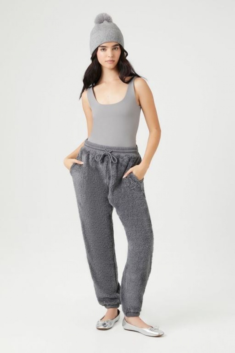 Pantalon Forever 21 Unisex Fleece Drawstring Joggers Mujer Gris | YfcpMMZsoFh