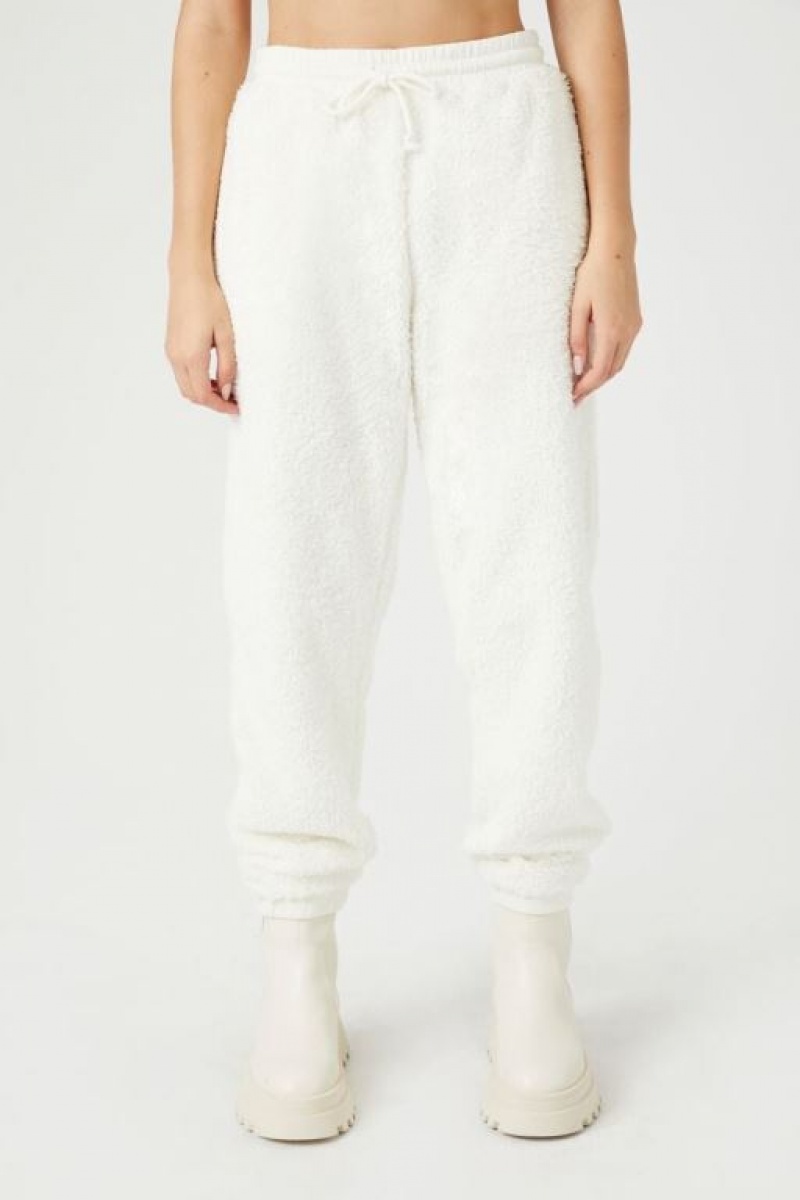 Pantalon Forever 21 Unisex Fleece Drawstring Joggers Mujer Creme | 3Z6ONKBe2tR