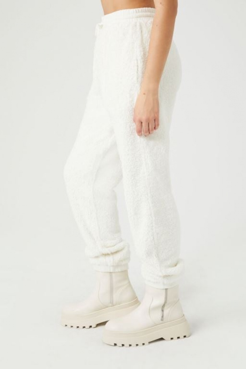 Pantalon Forever 21 Unisex Fleece Drawstring Joggers Mujer Creme | 3Z6ONKBe2tR