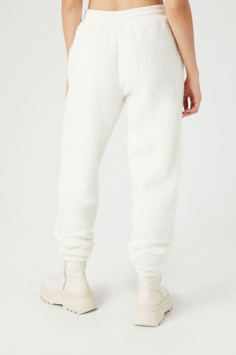 Pantalon Forever 21 Unisex Fleece Drawstring Joggers Mujer Creme | 3Z6ONKBe2tR