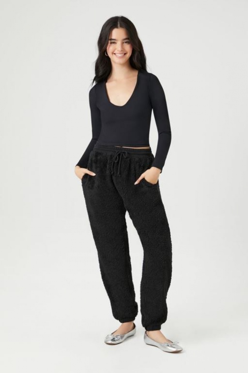 Pantalon Forever 21 Unisex Fleece Drawstring Joggers Mujer Negras | nTeIxyj7vxG