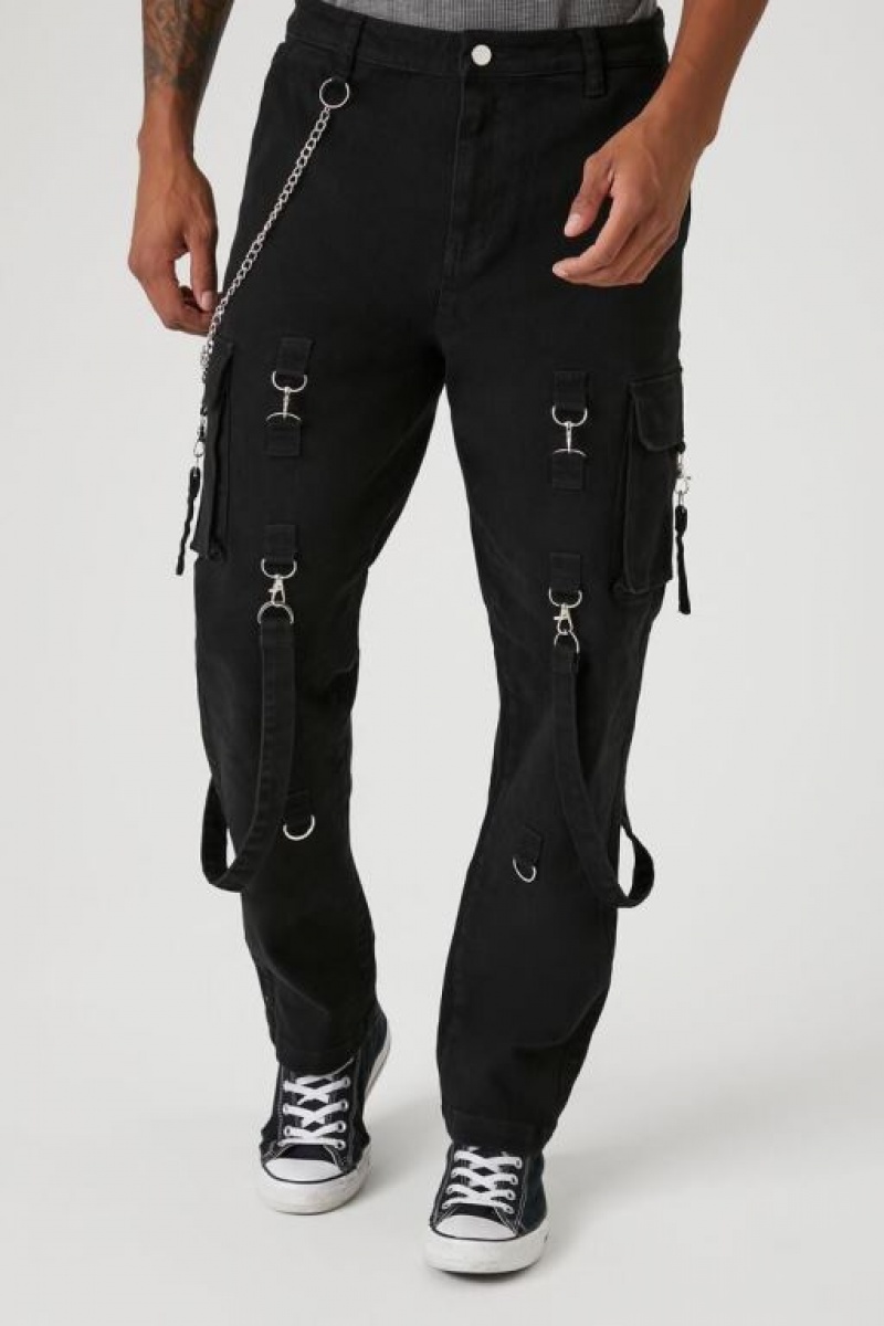 Pantalon Forever 21 Utility Wallet Chain Cargo Hombre Negras | iY0DIfQ4yQS