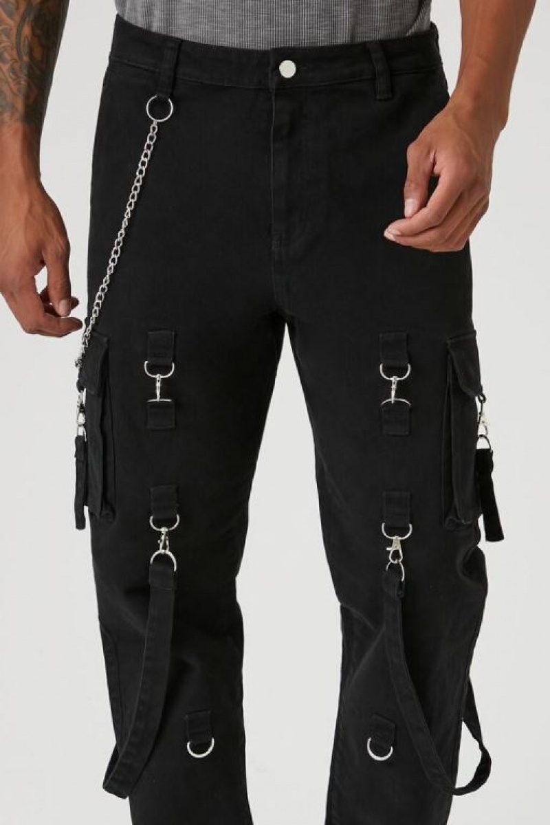 Pantalon Forever 21 Utility Wallet Chain Cargo Hombre Negras | iY0DIfQ4yQS