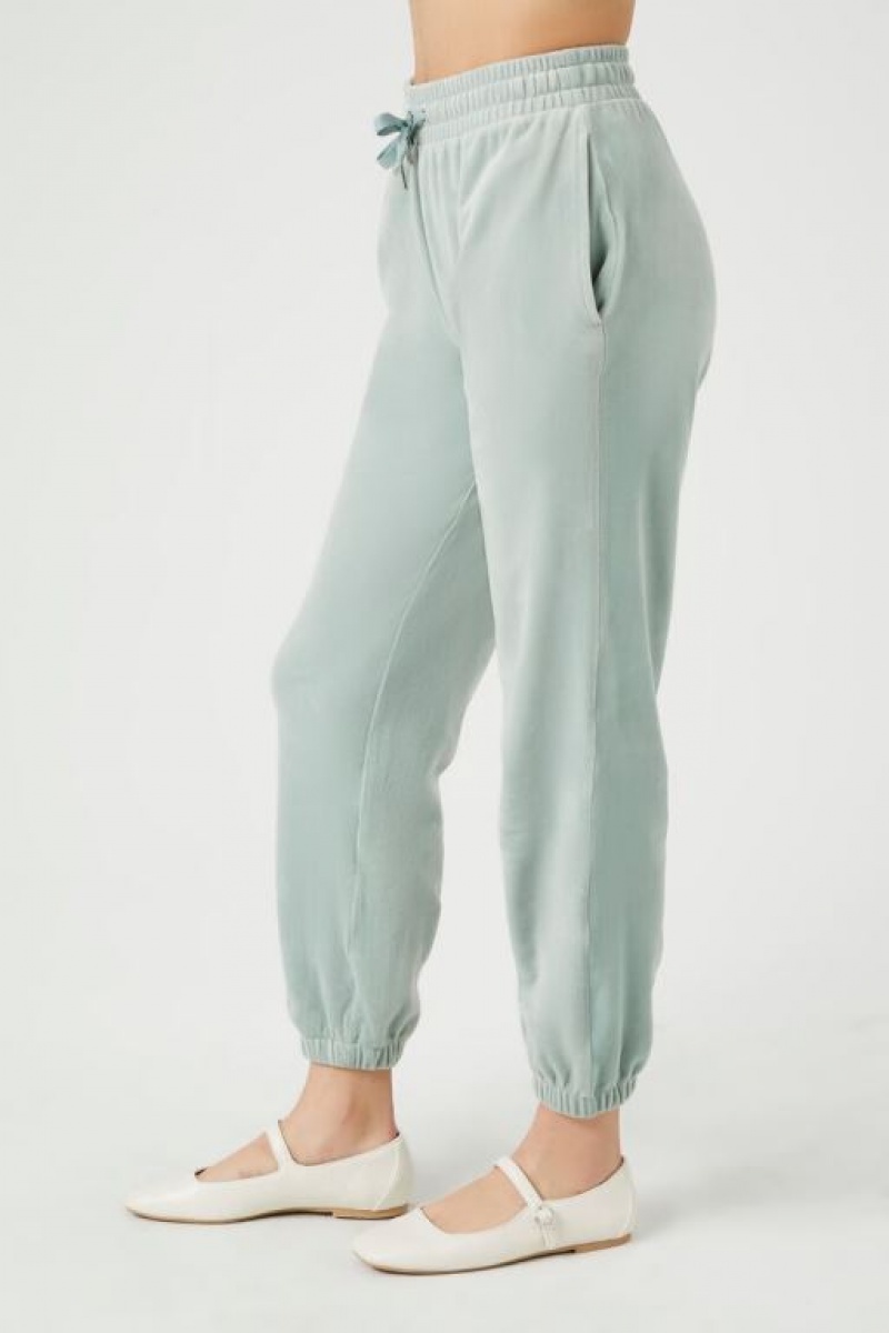 Pantalon Forever 21 Velour Drawstring Joggers Mujer Verde | 9vqCbsXQNMB