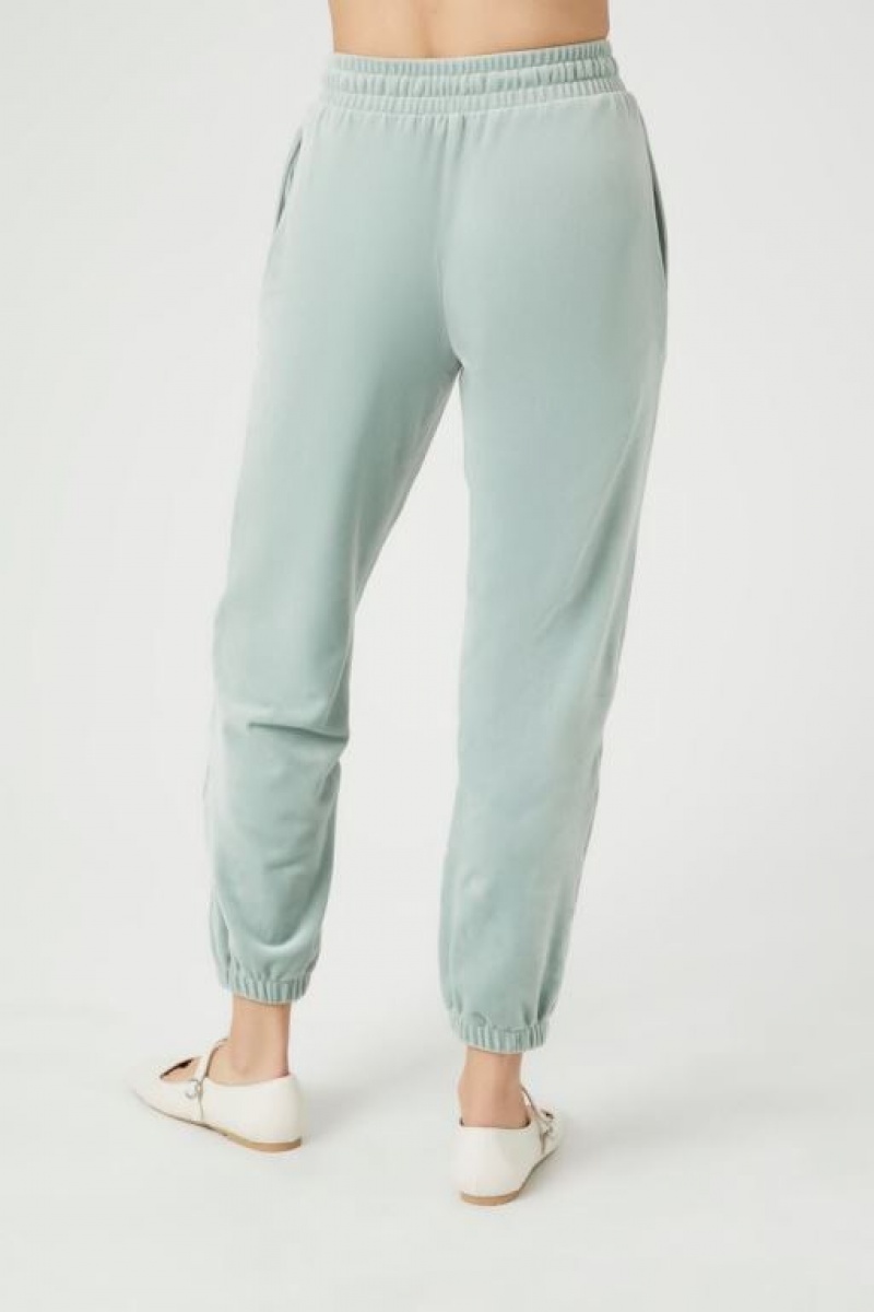 Pantalon Forever 21 Velour Drawstring Joggers Mujer Verde | 9vqCbsXQNMB