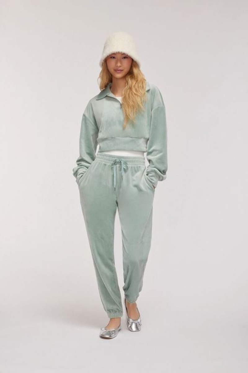 Pantalon Forever 21 Velour Drawstring Joggers Mujer Verde | 9vqCbsXQNMB