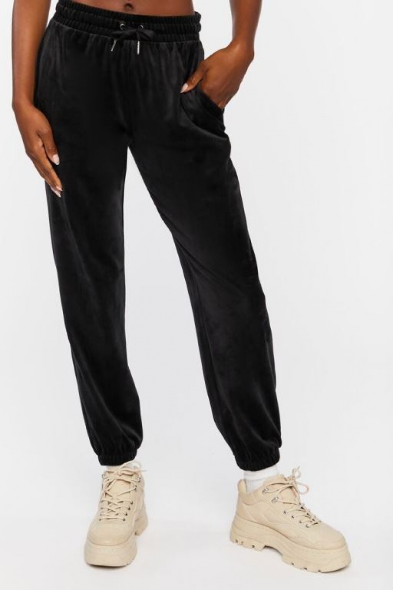 Pantalon Forever 21 Velour Drawstring Joggers Mujer Negras | cOQXCoSIbK8