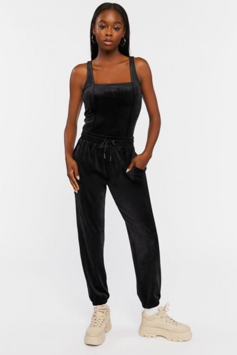 Pantalon Forever 21 Velour Drawstring Joggers Mujer Negras | cOQXCoSIbK8