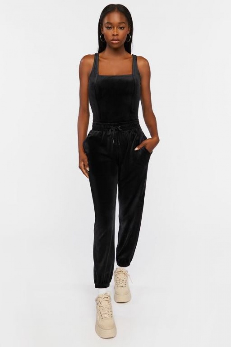 Pantalon Forever 21 Velour Drawstring Joggers Mujer Negras | cOQXCoSIbK8