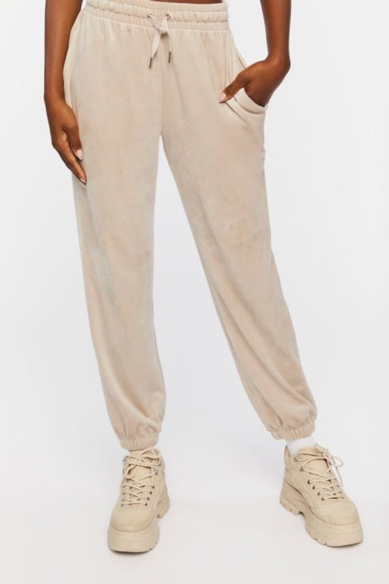 Pantalon Forever 21 Velour Drawstring Joggers Mujer Gris | DoKWsM8Wasr