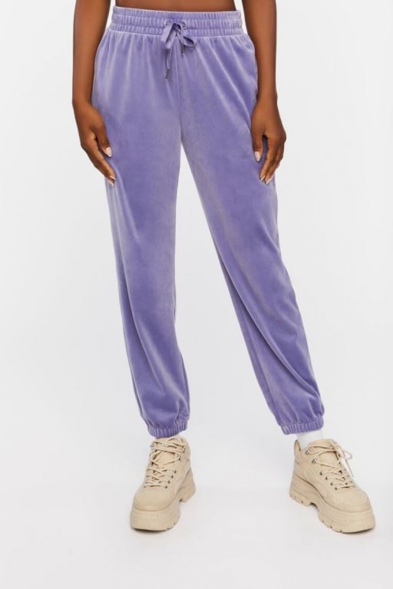 Pantalon Forever 21 Velour Drawstring Joggers Mujer Moradas | jtZXbixNJvv