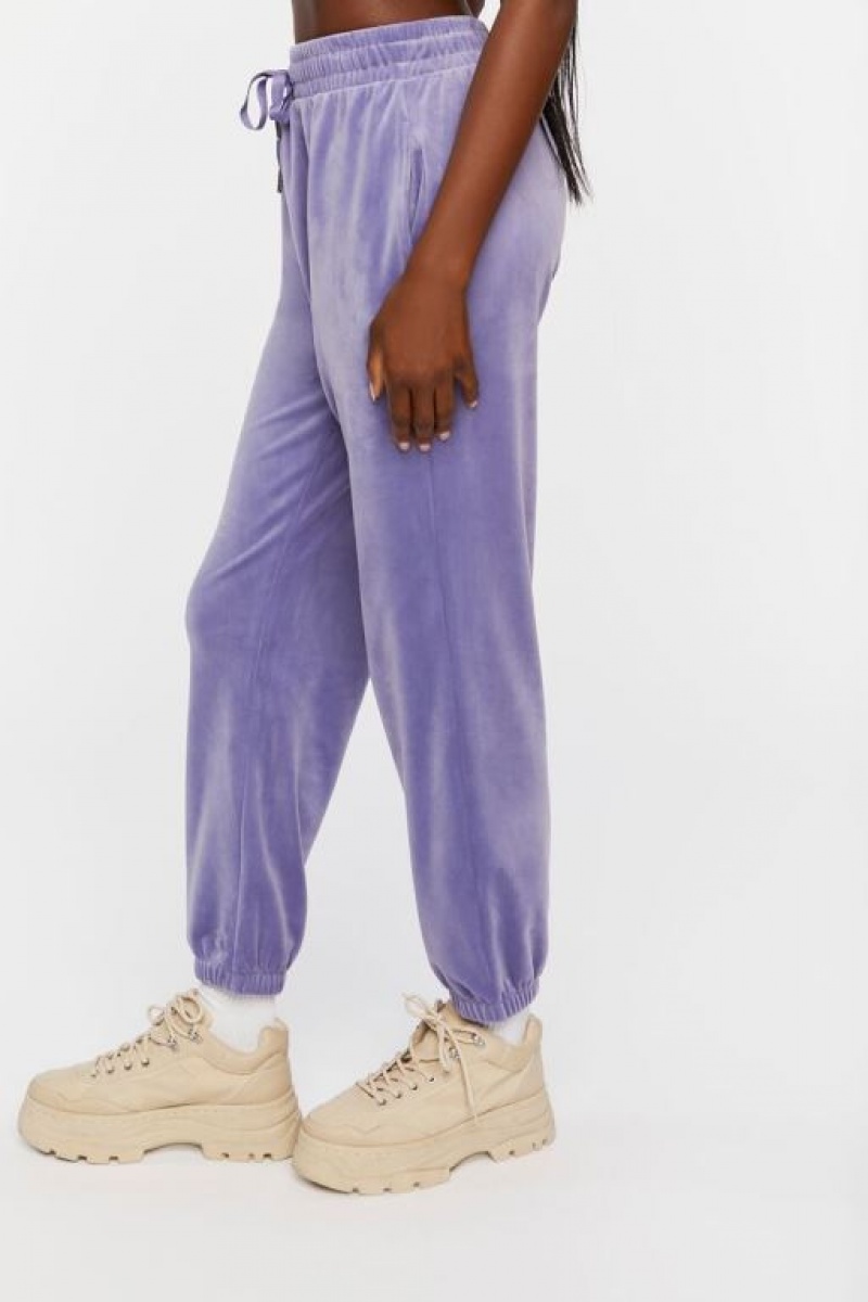 Pantalon Forever 21 Velour Drawstring Joggers Mujer Moradas | jtZXbixNJvv