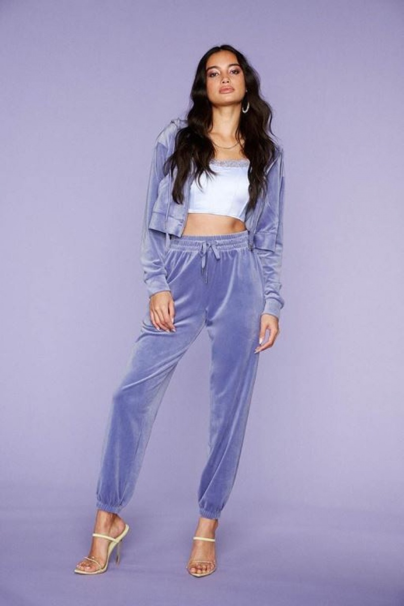 Pantalon Forever 21 Velour Drawstring Joggers Mujer Moradas | jtZXbixNJvv