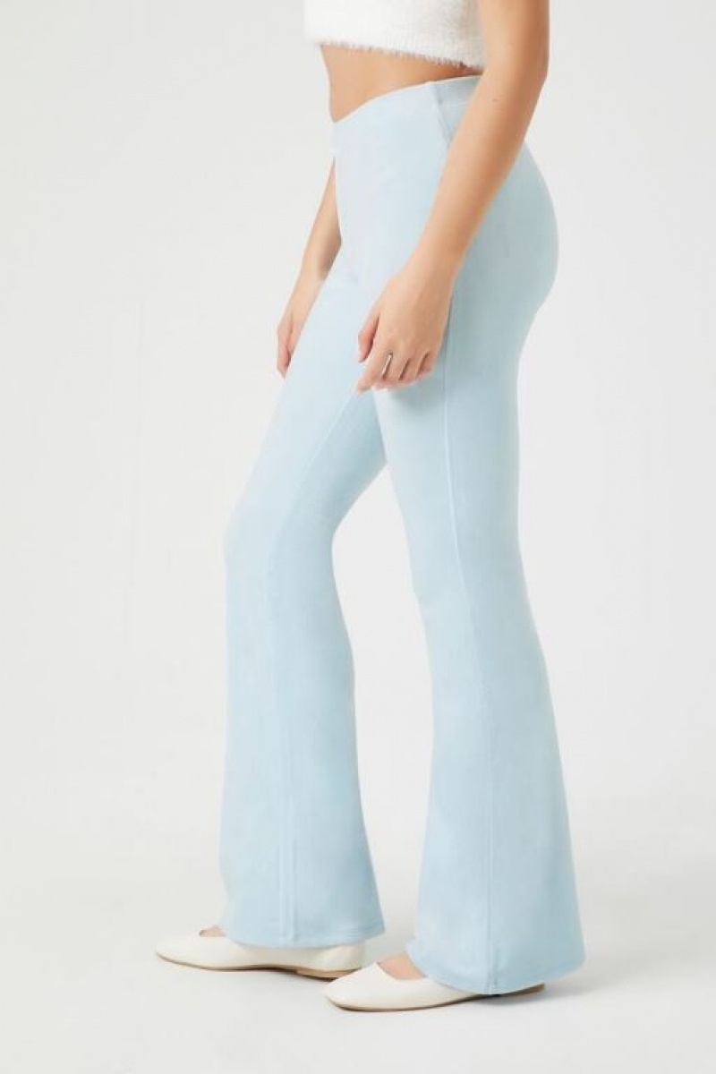 Pantalon Forever 21 Velour Flare Mujer Azules | 2ARiG8Vu1f5