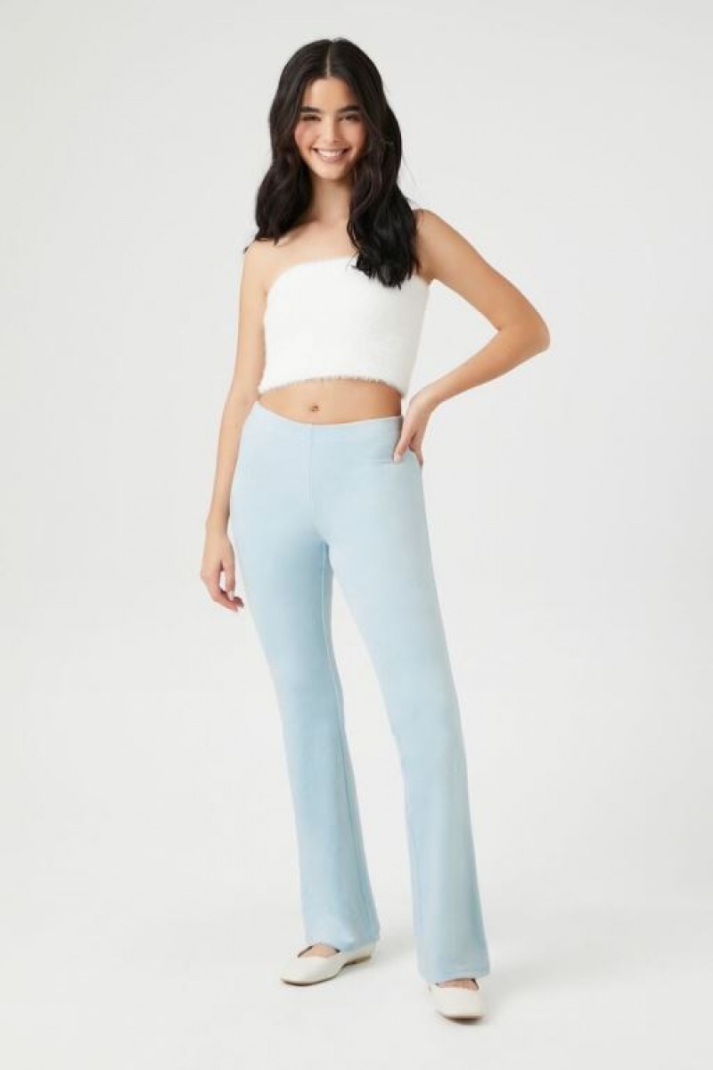 Pantalon Forever 21 Velour Flare Mujer Azules | 2ARiG8Vu1f5