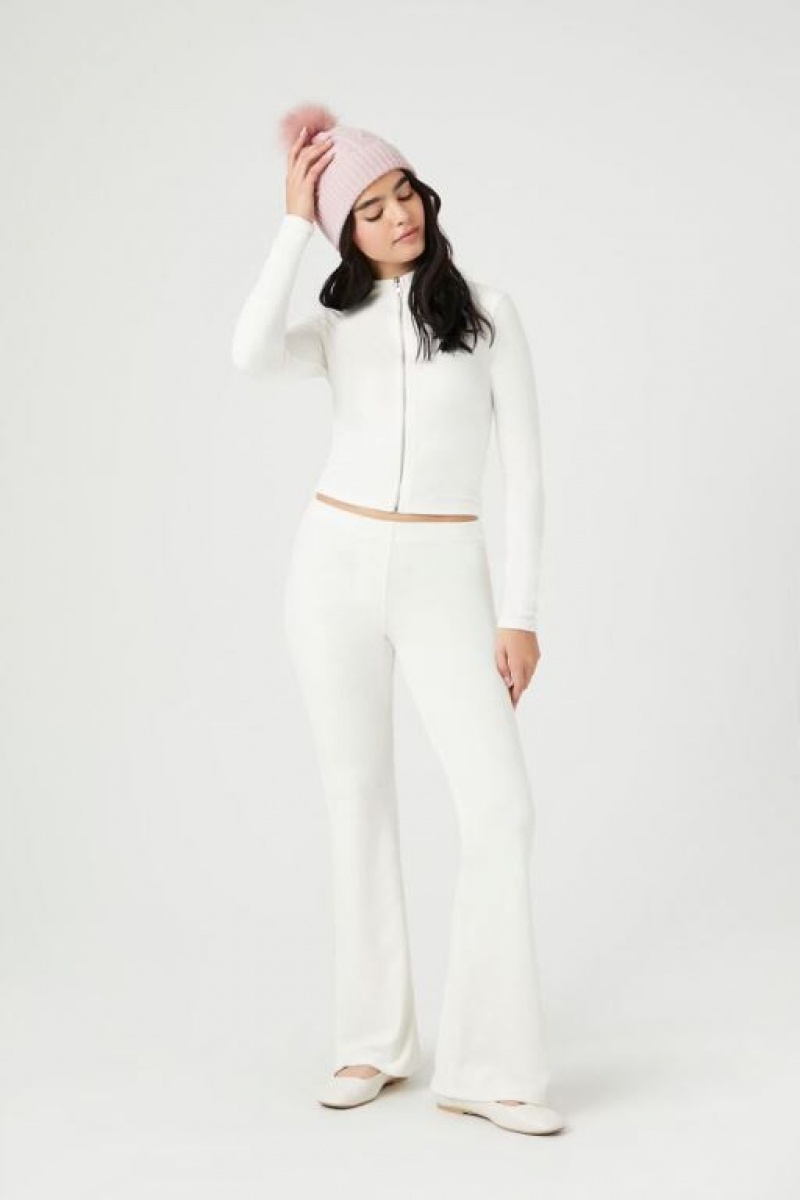 Pantalon Forever 21 Velour Flare Mujer Blancas | xUd8w2luT4E