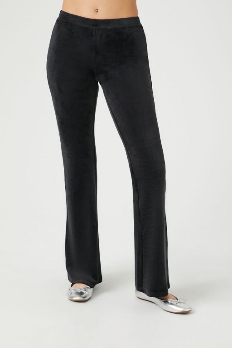 Pantalon Forever 21 Velour Flare Mujer Negras | xUqGfOUt2Uk