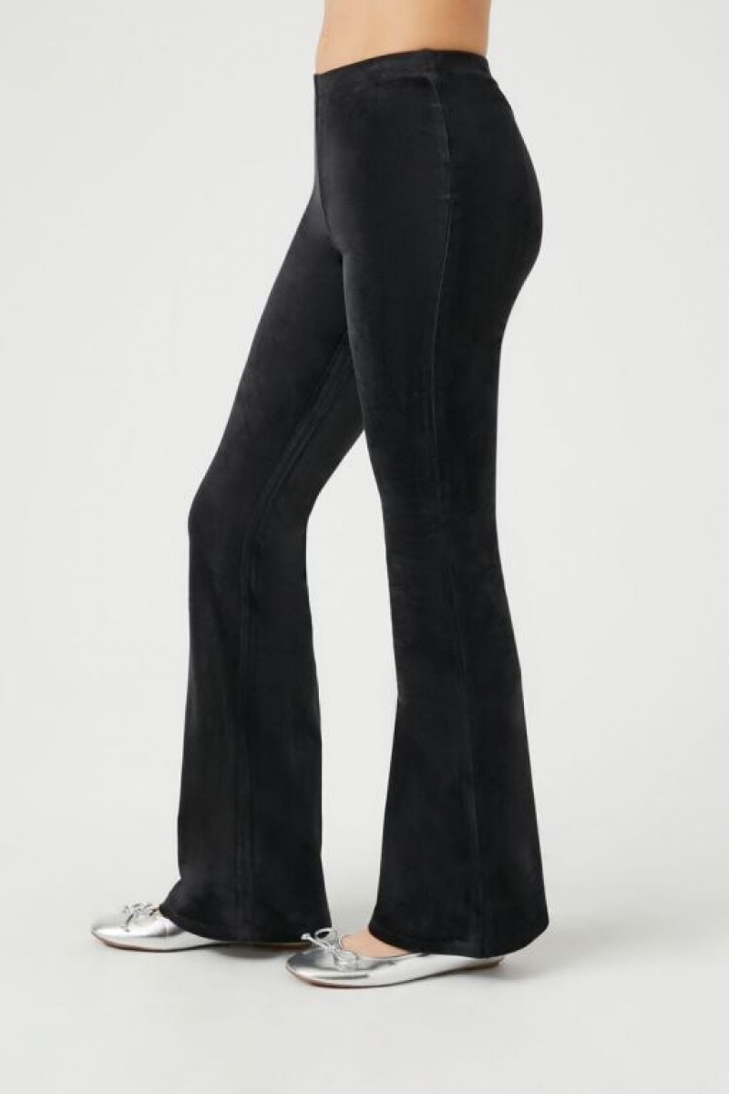 Pantalon Forever 21 Velour Flare Mujer Negras | xUqGfOUt2Uk